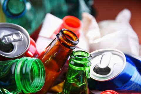 Recyclable garbage consisting of glass, plastic, metal and paper